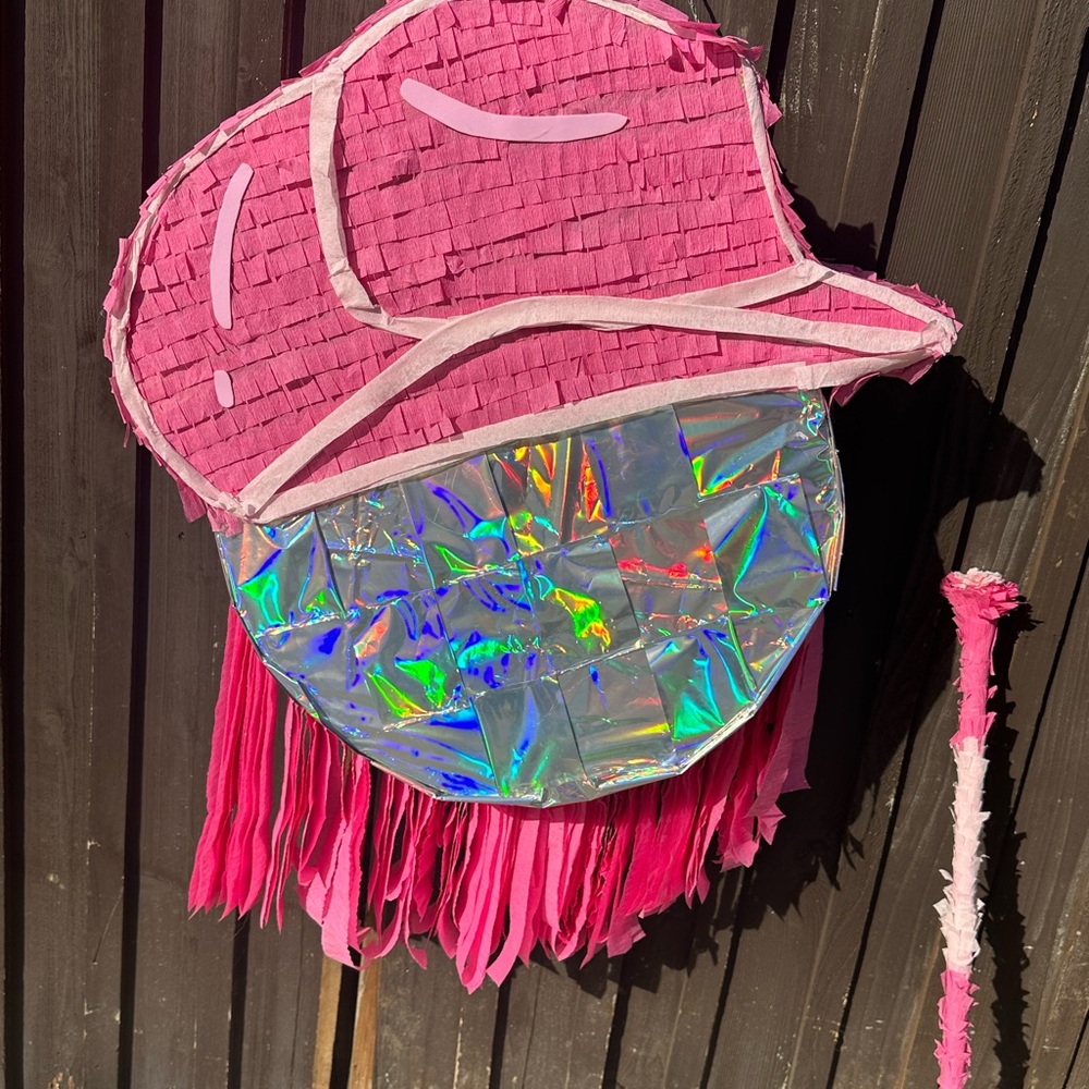 Pink and Iridescent Hat Piñata